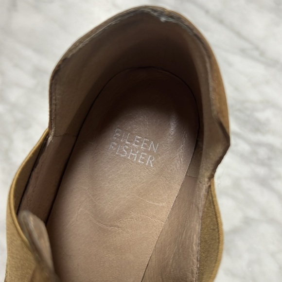 Eileen Fisher Tan Suede Heeled Bootie Size 9 - Picture 9 of 12